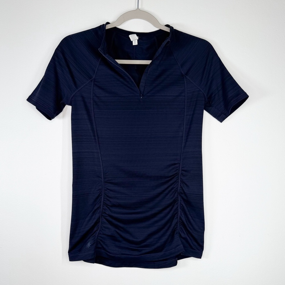 Athleta 1/4 Zip Short Sleeve Ruched Front Running Shirt Women’s Size Small